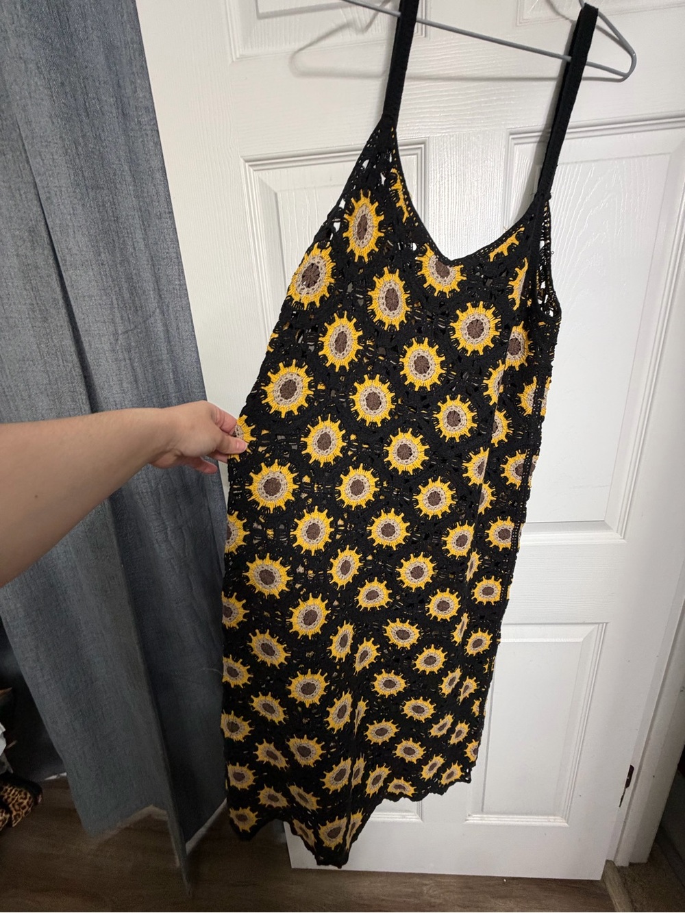 India Boutique Black Crochet Sunflower 🌻 Dress